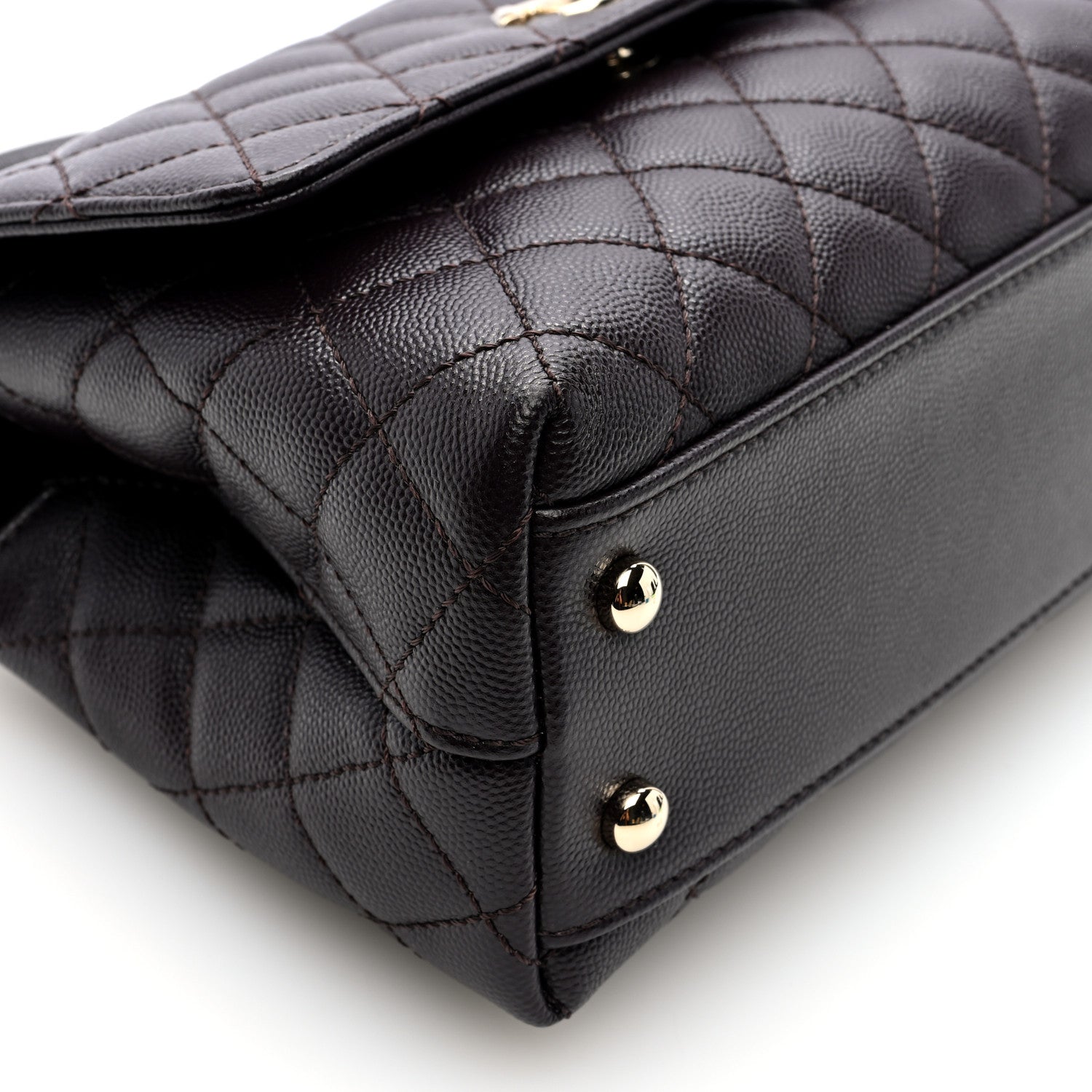 Chanel Caviar Quilted Mini Coco Handle Flap Dark Brown 9 of 10