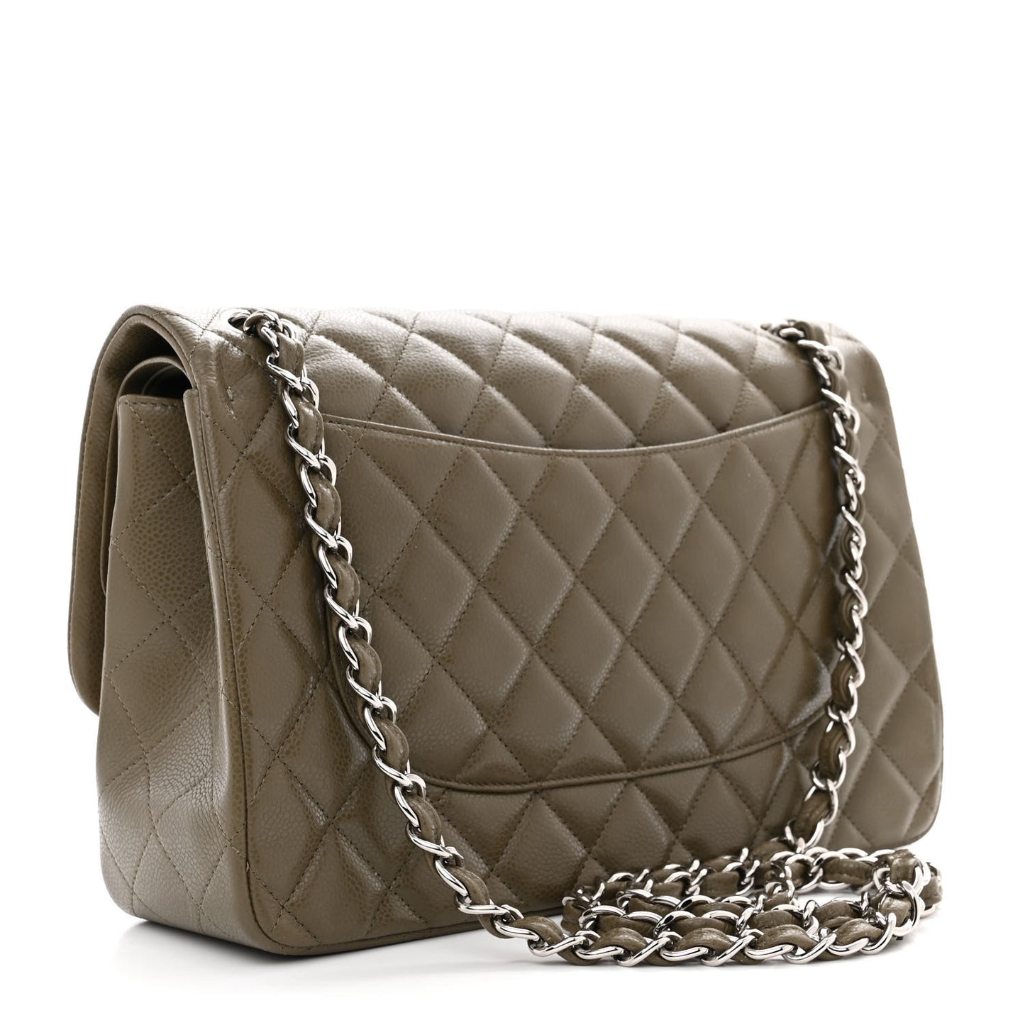 Caviar Quilted Jumbo Double Flap Taupe