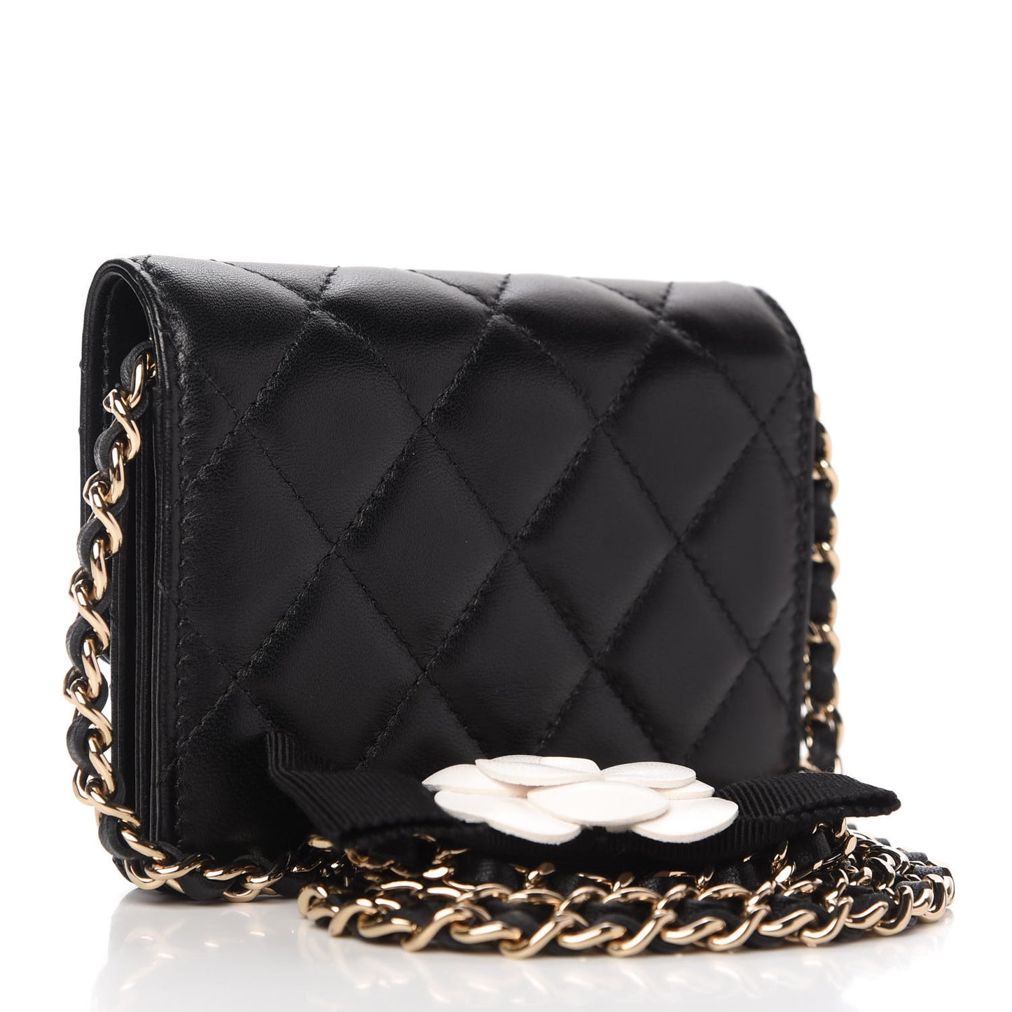 Lambskin Quilted My Chanel Lady Card Holder On Chain Black