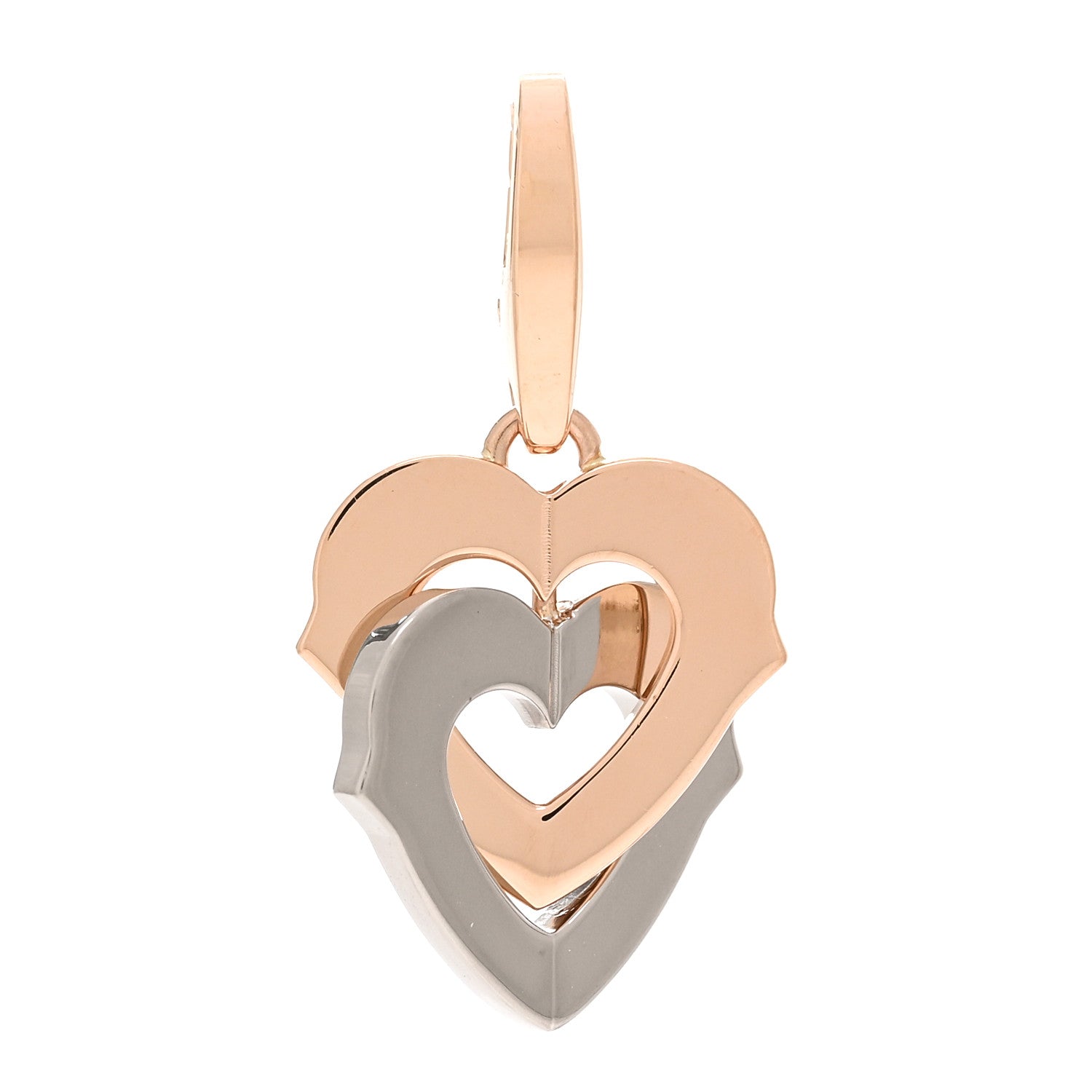 Cartier 18K White Pink Gold Double Heart Charm 1 of 3
