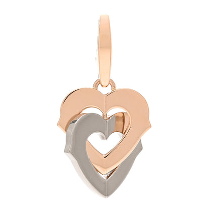 Cartier 18K White Pink Gold Double Heart Charm 1 of 3