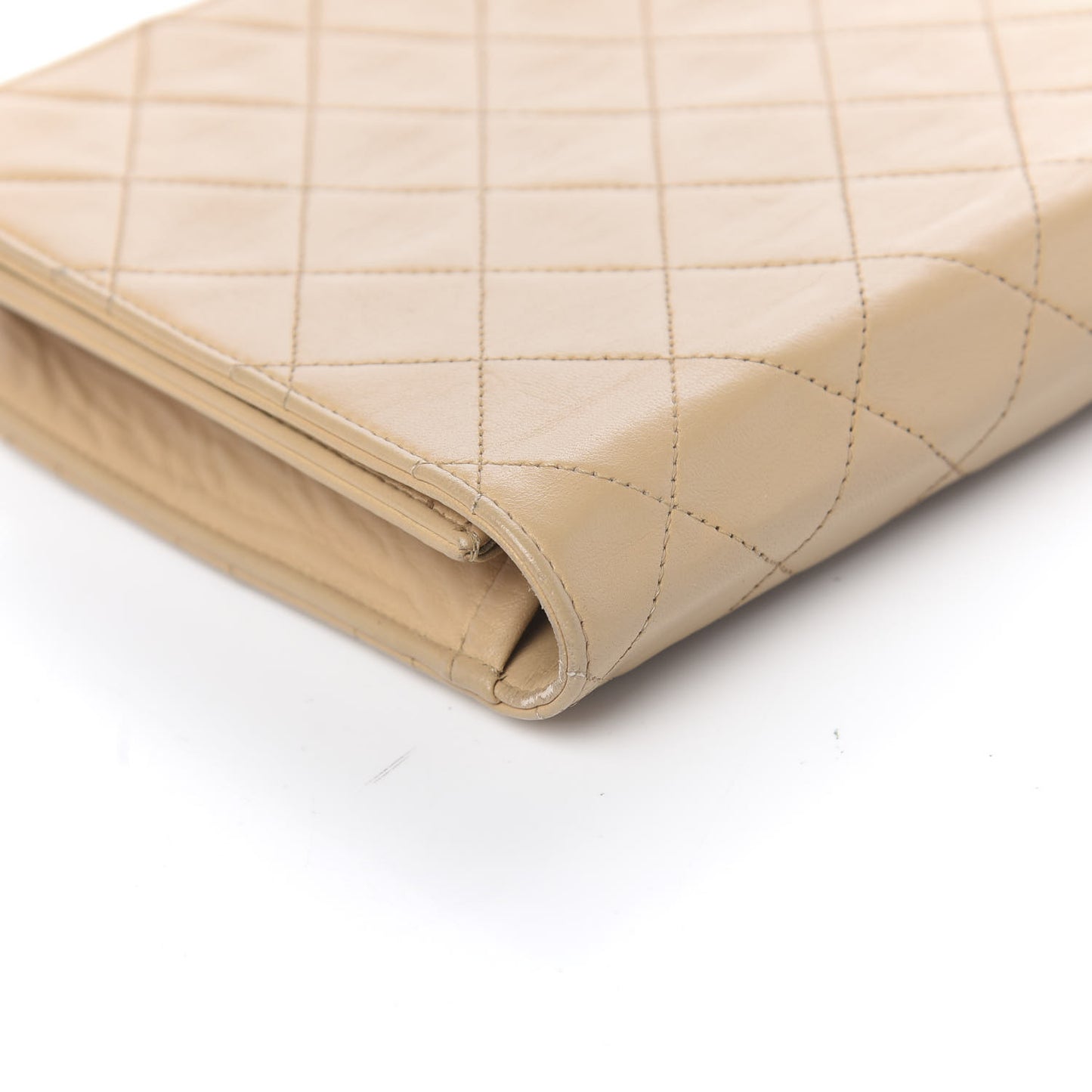 Lambskin Quilted Medium Single Flap Beige