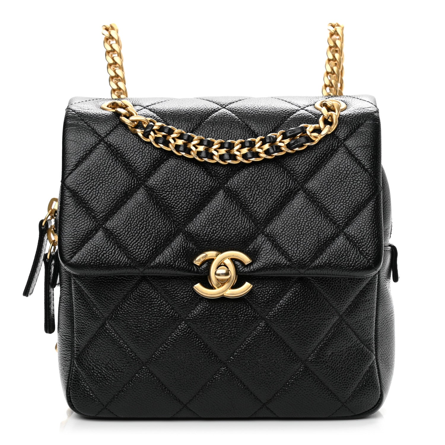 Chanel Shiny Caviar Quilted Chain Melody Backpack Black 1 of 10