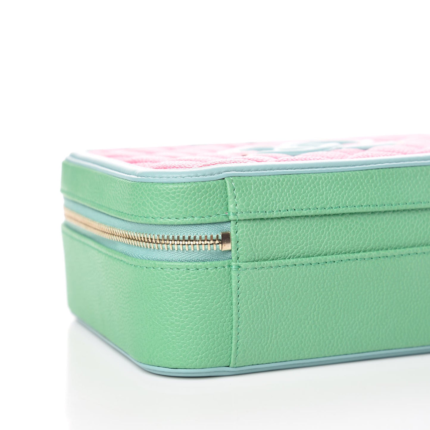 Caviar Quilted Medium CC Filigree Vanity Case Pink Green Blue
