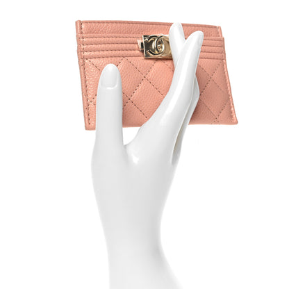 Chanel Caviar Quilted Boy Card Holder Light Pink 2 of 10