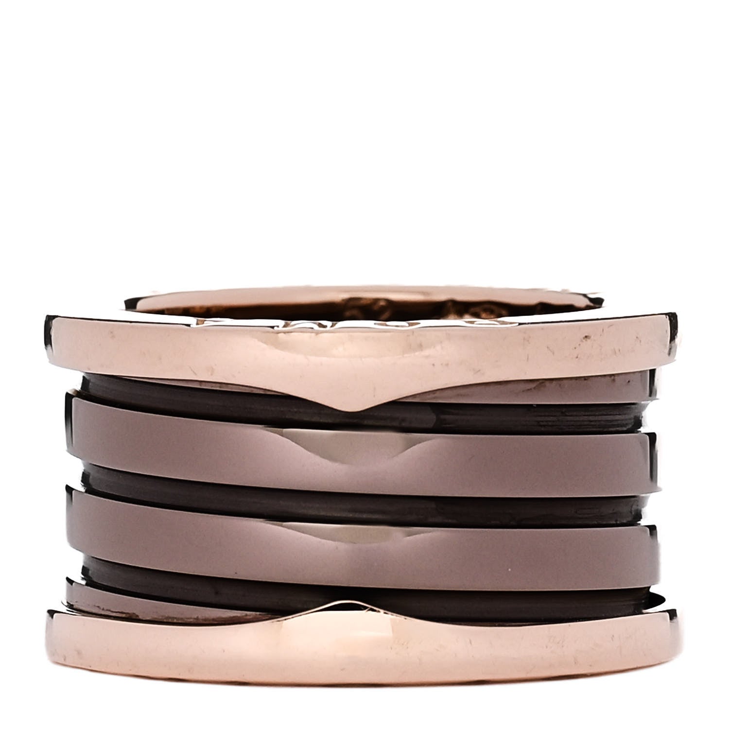 Bulgari 18K Rose Gold Bronze Cermet B.Zero1 Roma Four-Band Ring 52 6 1 of 5