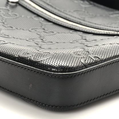 Gucci Calfskin GG Tennis Embossed Small Flat Messenger Bag Black 9 of 9