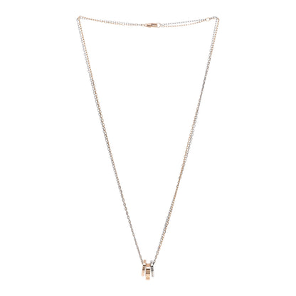 Cartier 18K White Pink Gold Diamond Three Ring LOVE Pendant Necklace 3 of 5