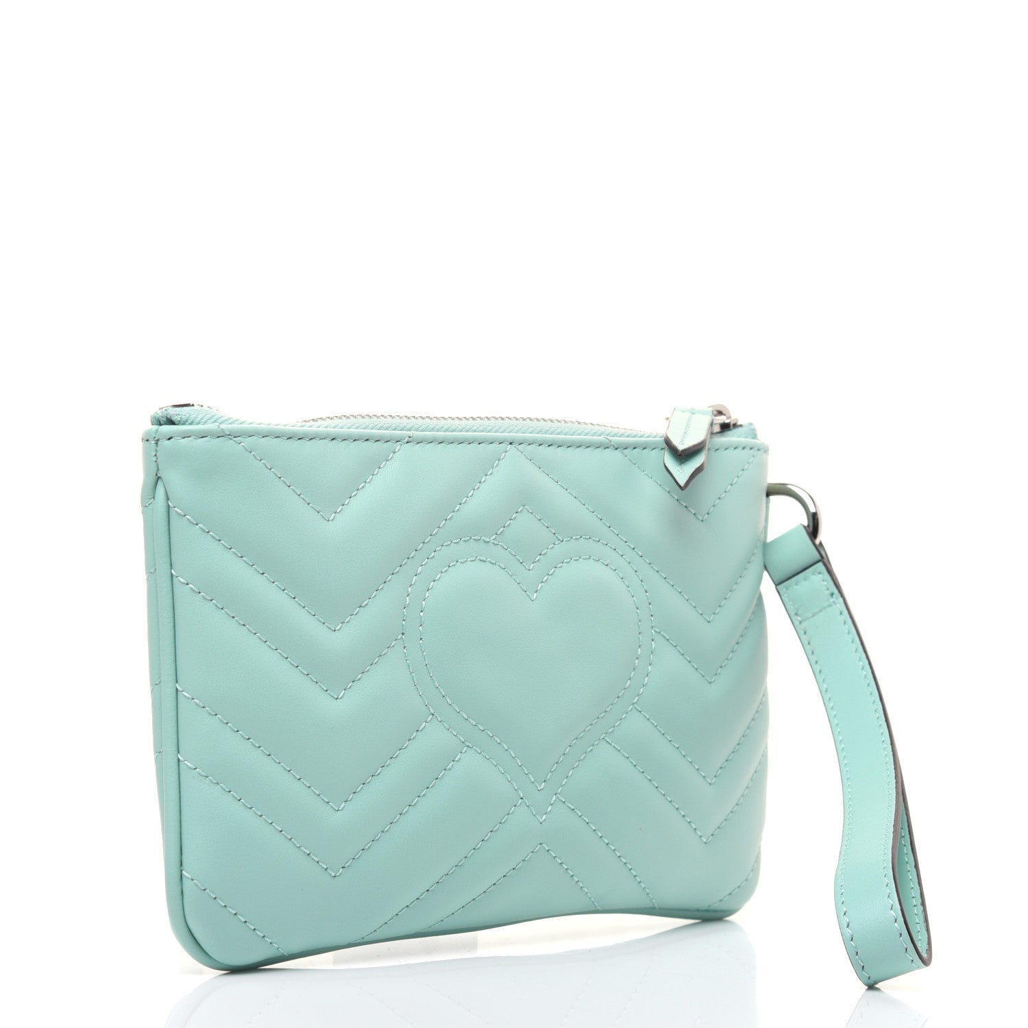 Gucci Calfskin Matelasse GG Marmont Wrist Wallet Water Green 3 of 12