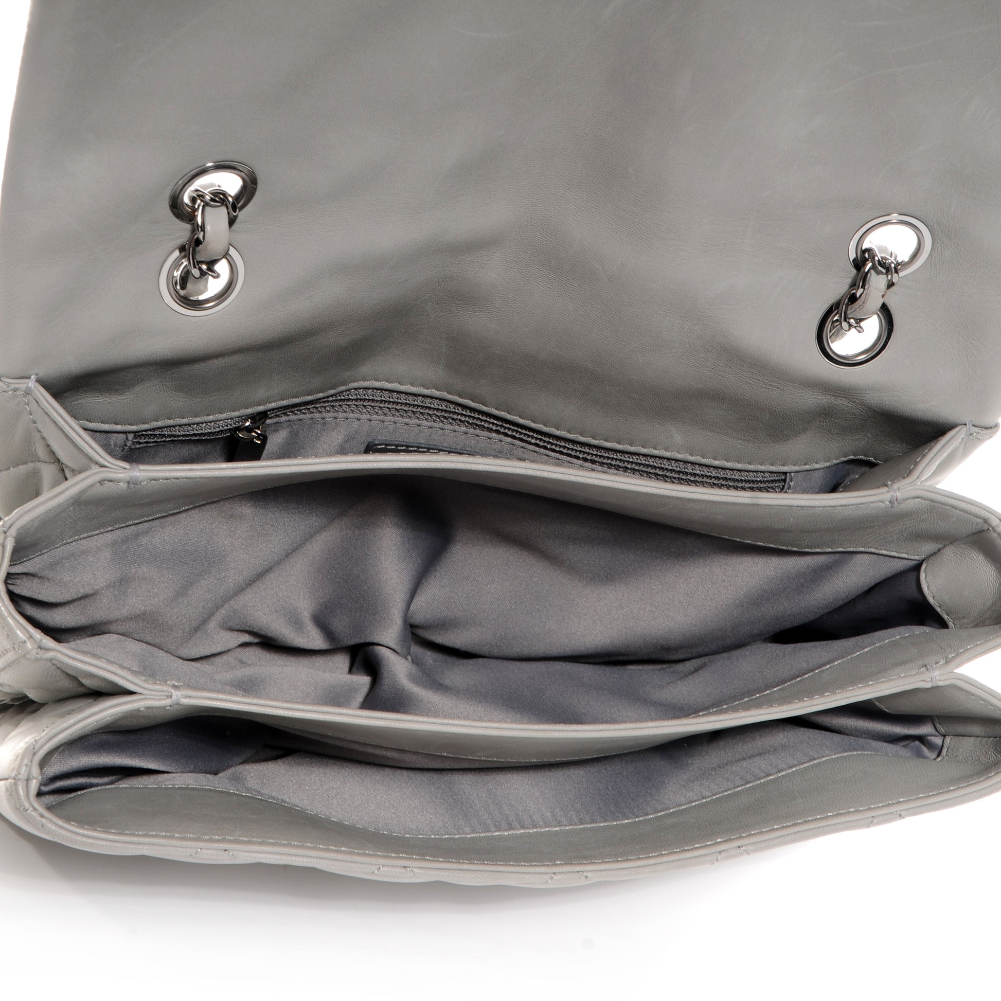 Chanel Lambskin Quilted 3 Large Flap Grey 5 of 8