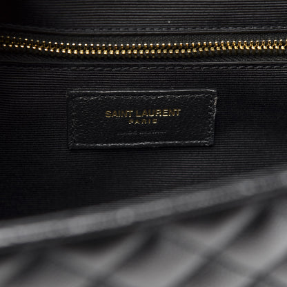 Saint Laurent Grain De Poudre Textured Mixed Matelasse Large Triquilt Monogram Satchel Black 8 of 9