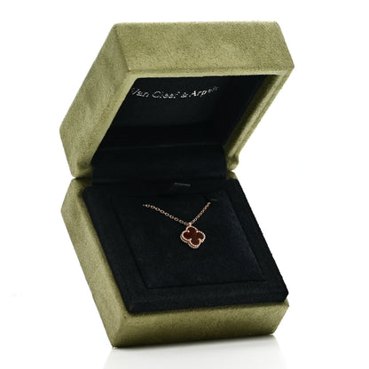 Van Cleef & Arpels 18K Rose Gold Carnelian Sweet Alhambra Pendant Necklace 6 of 6