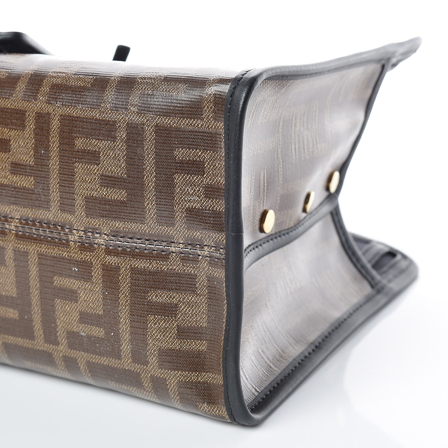 Fendi Glazed Fabric Vitello Century FF 1974 Stamp Patch Mini Peekaboo Defender Cover Mogano Panna Black 8 of 8