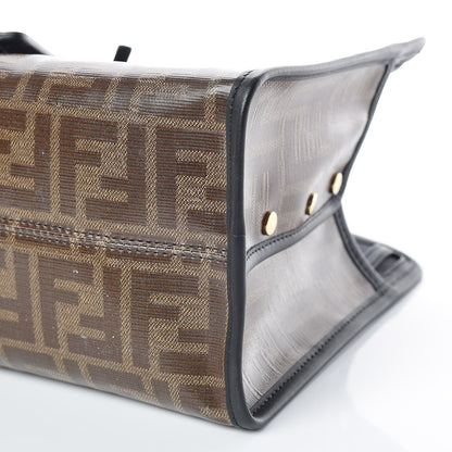 Fendi Glazed Fabric Vitello Century FF 1974 Stamp Patch Mini Peekaboo Defender Cover Mogano Panna Black 8 of 8
