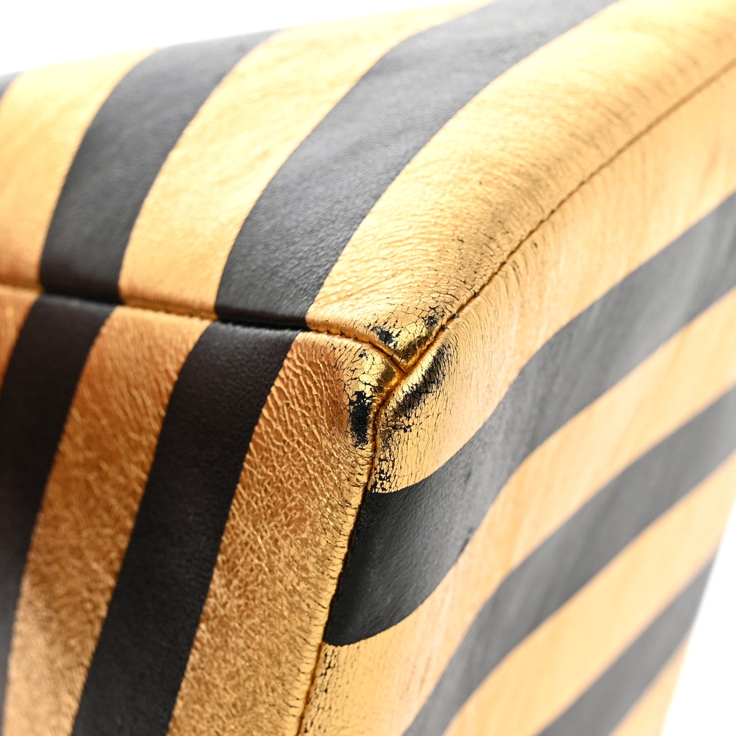 Metallic Lambskin CC Kheops Pyramid Bag Gold Black