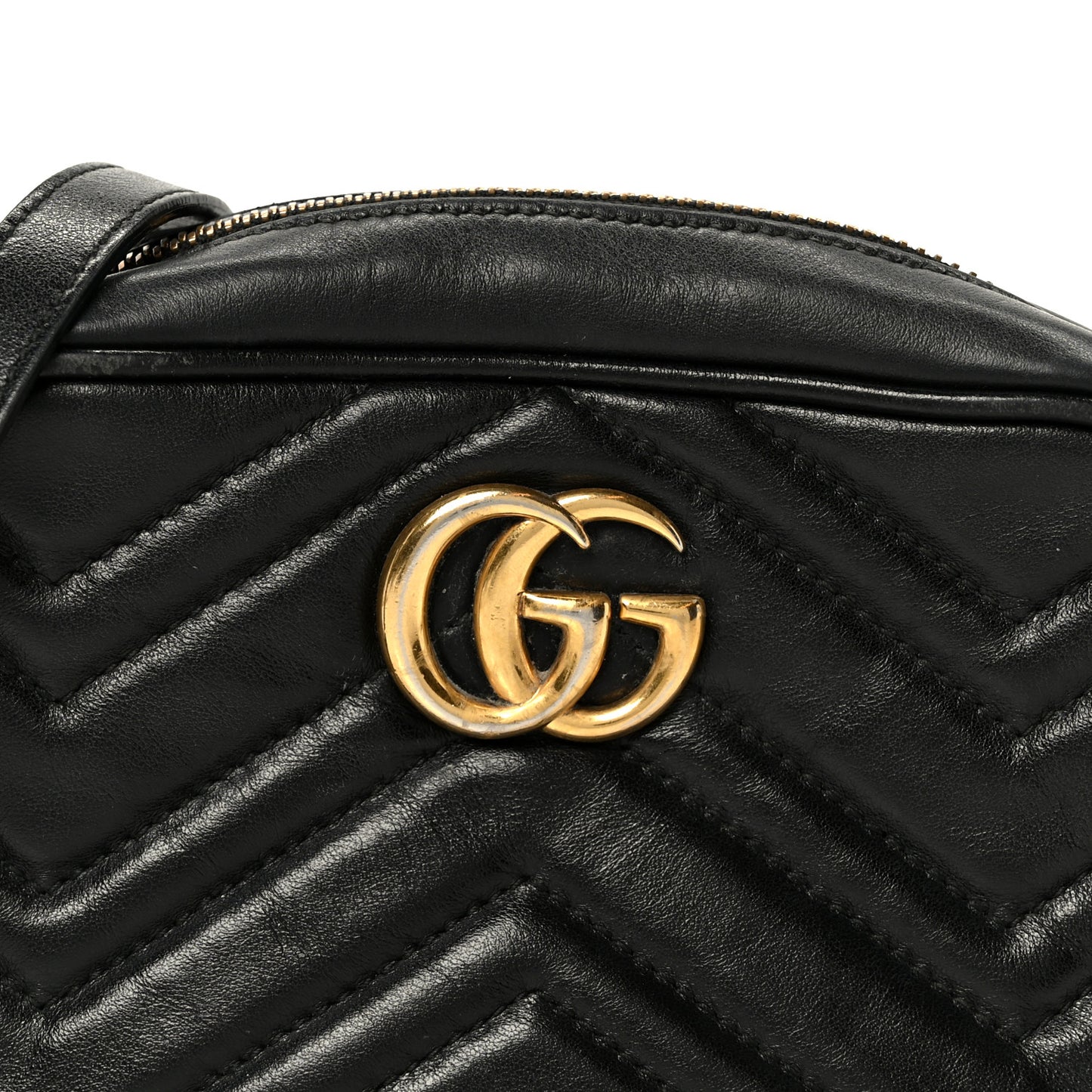 Calfskin Matelasse Mini GG Marmont Chain Shoulder Bag Black