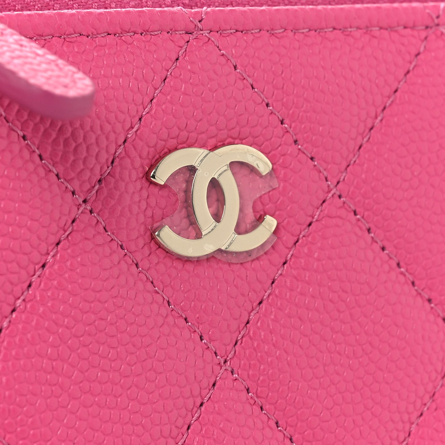 Caviar Quilted Zipped Key Holder Case Pink