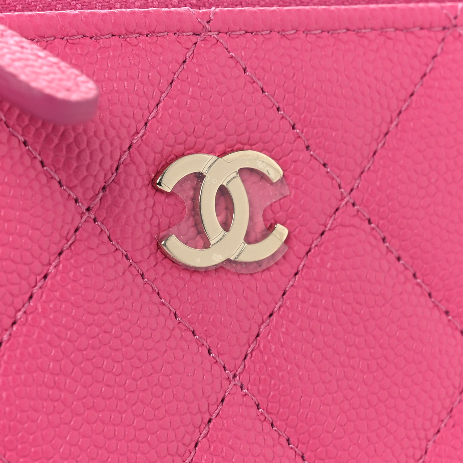 Chanel Caviar Quilted Zipped Key Holder Case Pink 8 of 8