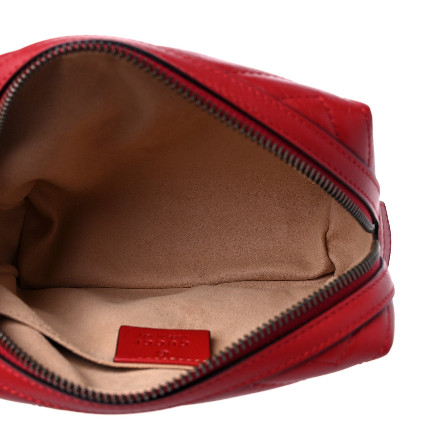 Calfskin Matelasse GG Marmont Cosmetic Case Hibiscus Red