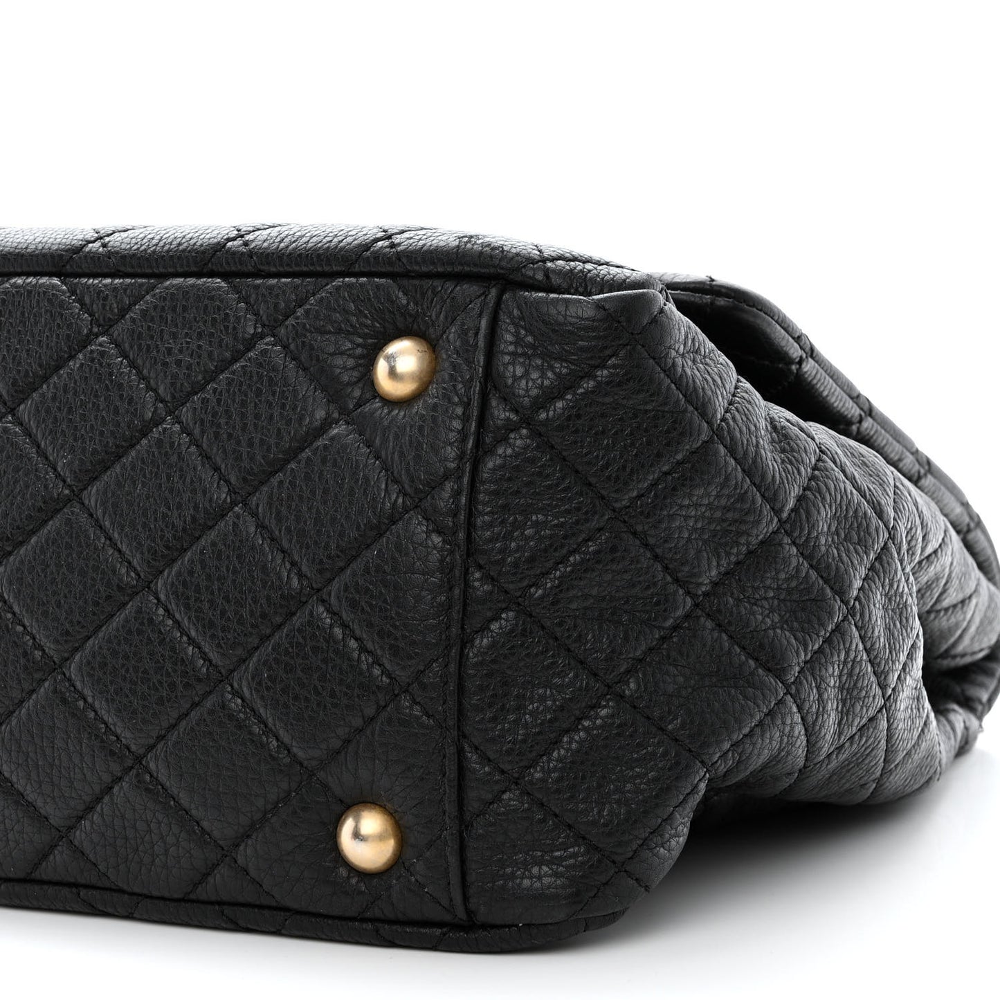 Calfskin Quilted XXL Travel Flap Bag Black