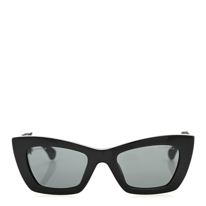 Chanel Acetate Tweed CC Cat Eye Sunglasses 71550A Black 2 of 8