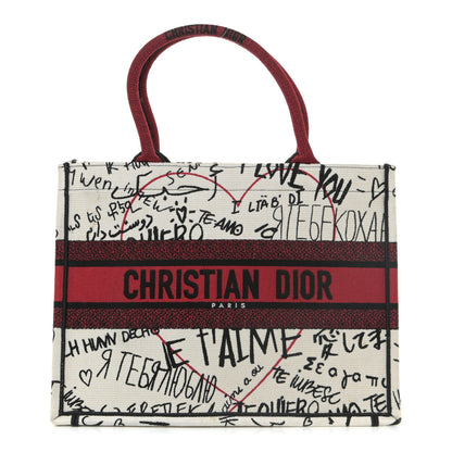 Christian Dior Canvas Embroidered Medium Dioramour Graffiti Book Tote Latte Multicolor 1 of 16