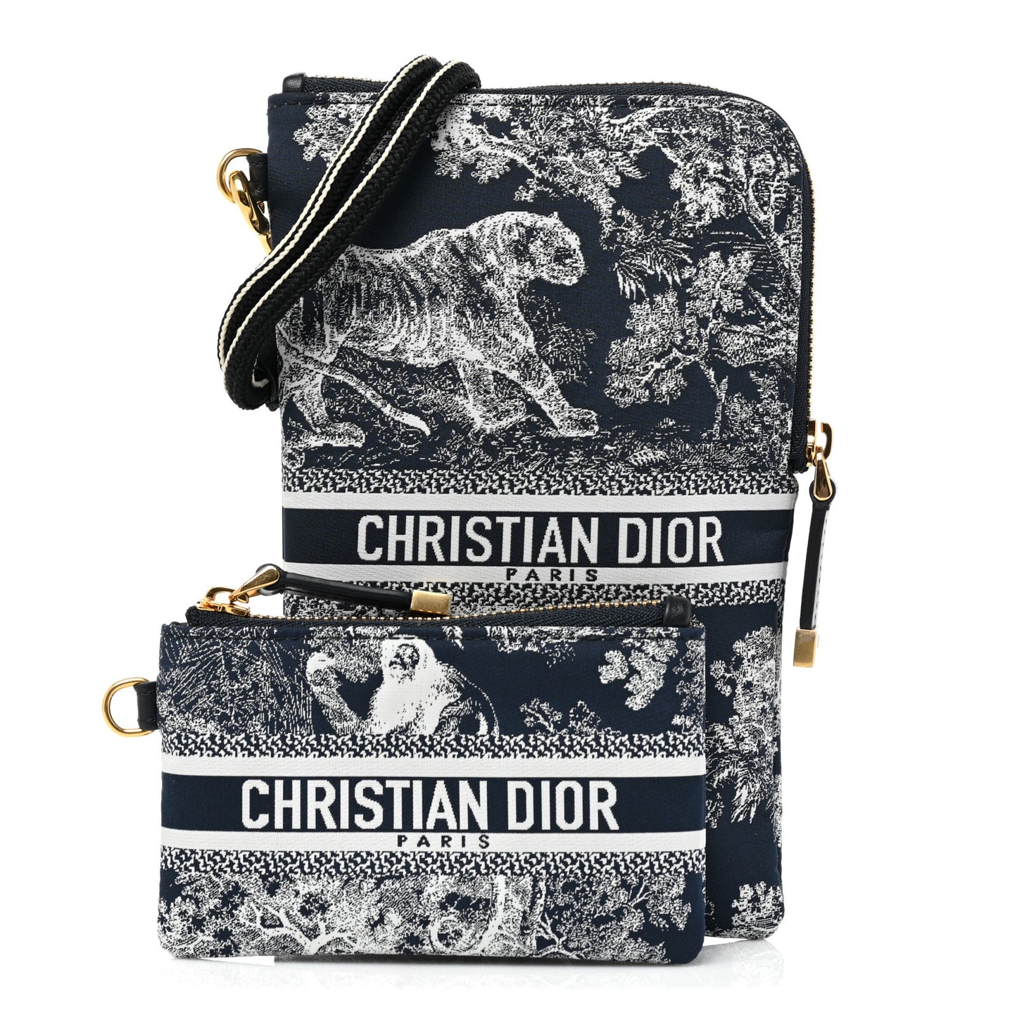 Technical Fabric Embroidered Toile De Jouy DiorTravel Multifunction Pouch Blue