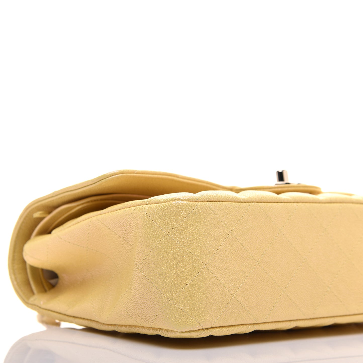 Iridescent Caviar Quilted Medium Double Flap Yellow