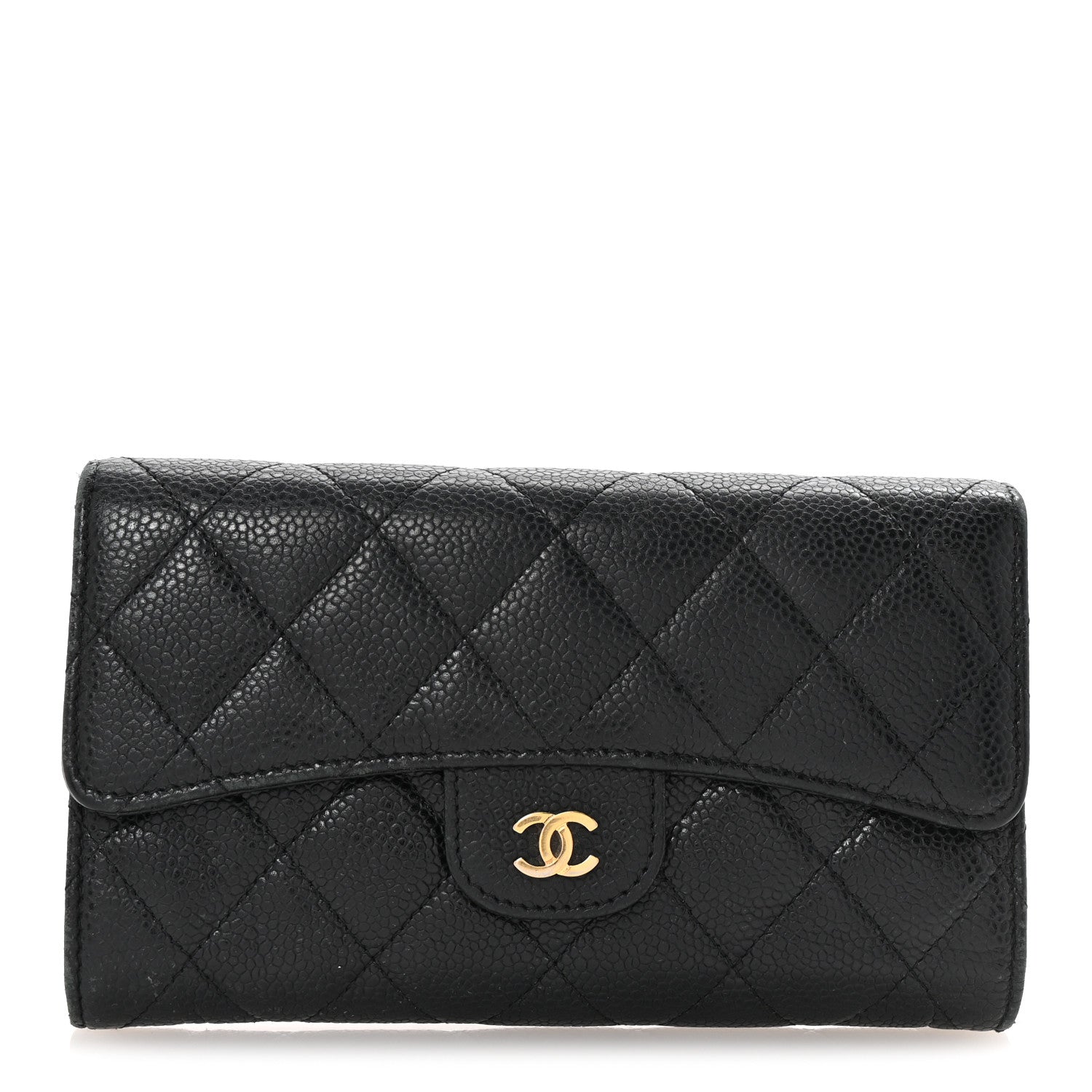 Chanel Caviar Quilted Long Flap Wallet Black 1 of 8