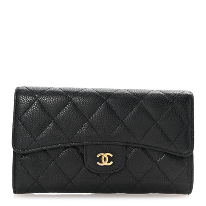 Chanel Caviar Quilted Long Flap Wallet Black 1 of 8