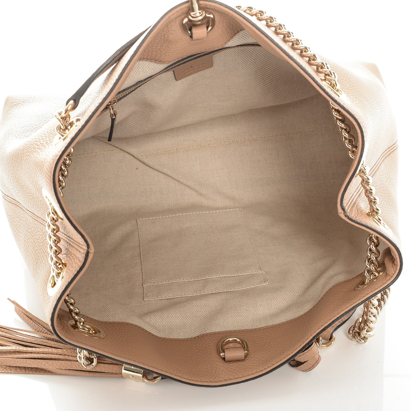 Pebbled Calfskin Medium Soho Chain Shoulder Bag Rose Beige