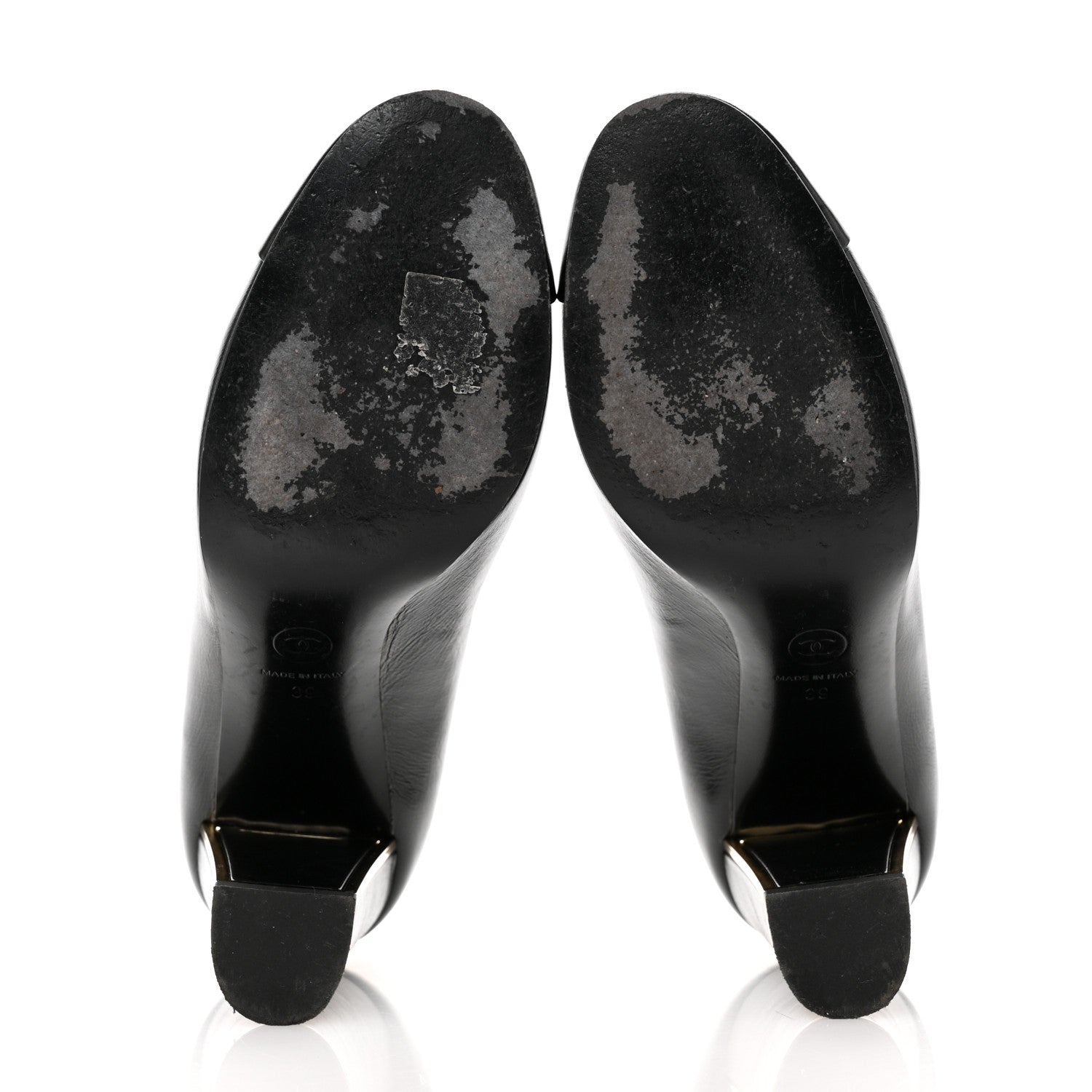 Chanel Calfskin Cap Toe CC Pumps 39 Black 6 of 13