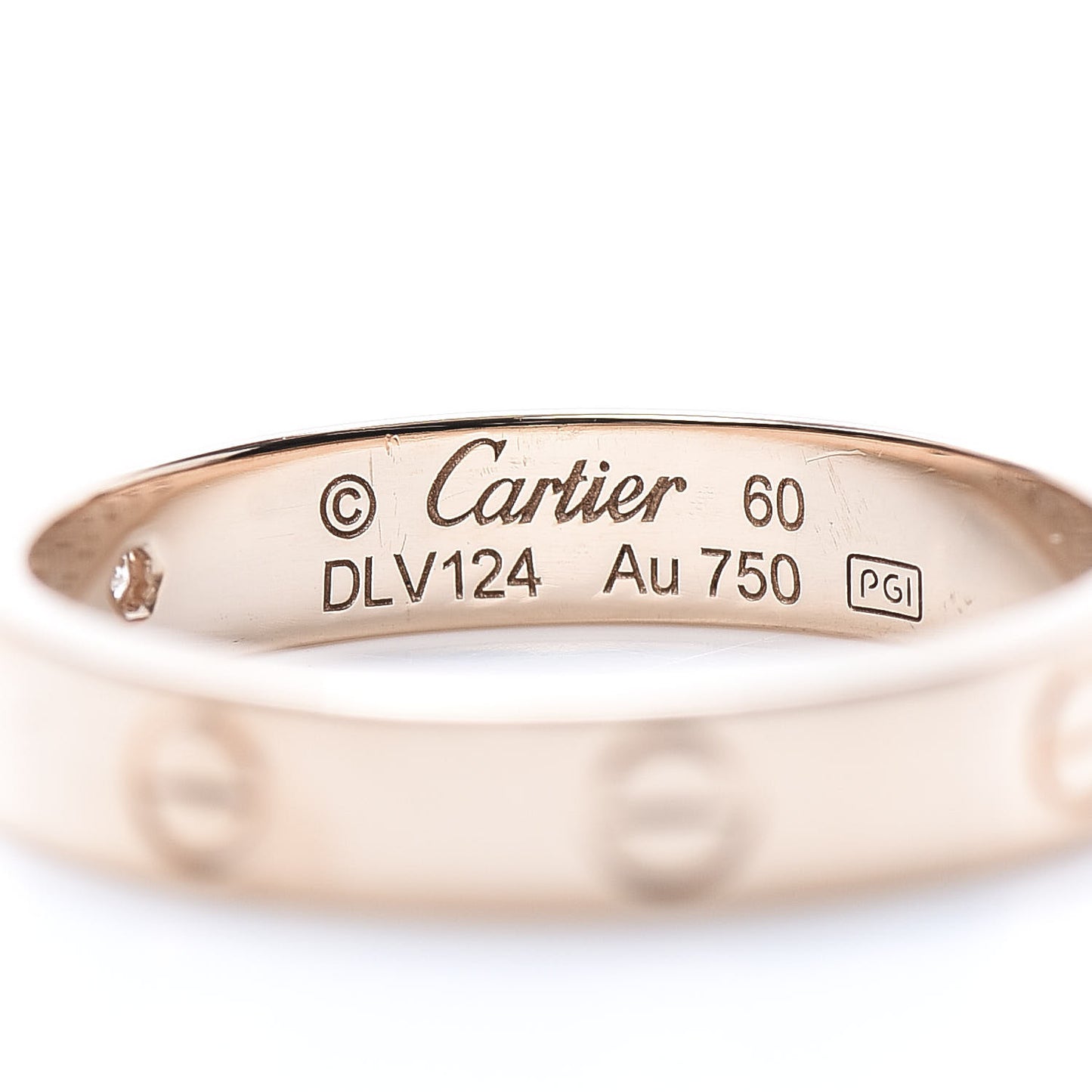 18K Pink Gold Diamond 4mm LOVE Wedding Band Ring 60 9