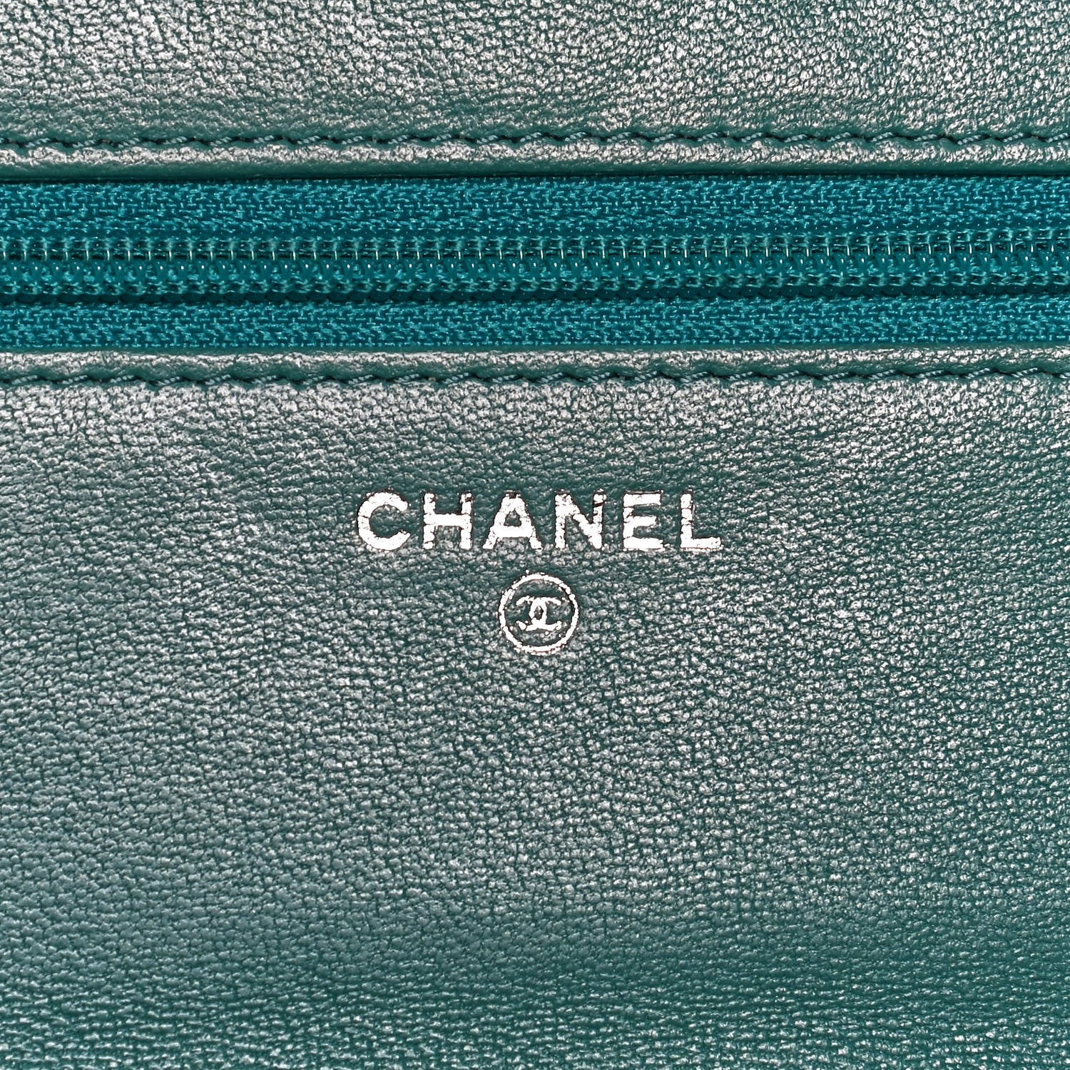 Chanel Calfskin Diamond Stitch Wallet On Chain WOC Turquoise 6 of 13