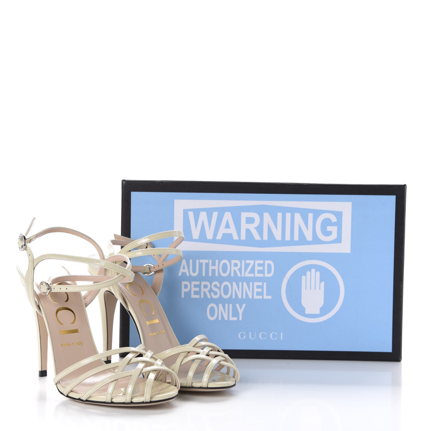 Gucci Vernice Crystal Sandals 39 Vintage White 9 of 9
