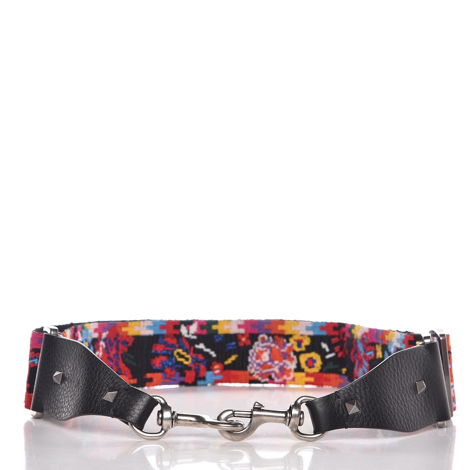Valentino Garavani Canvas Floral Embroidered Rockstud Guitar Strap Multicolor 2 of 3