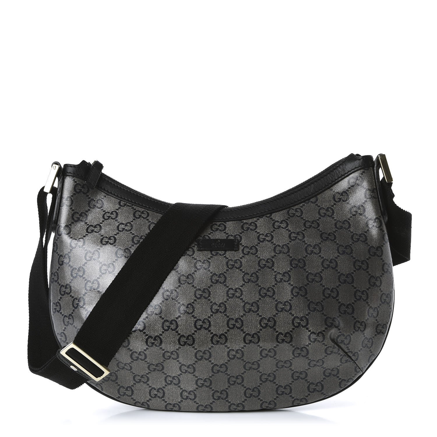 Gucci Crystal Monogram Medium Half Moon Hobo Black 1 of 10