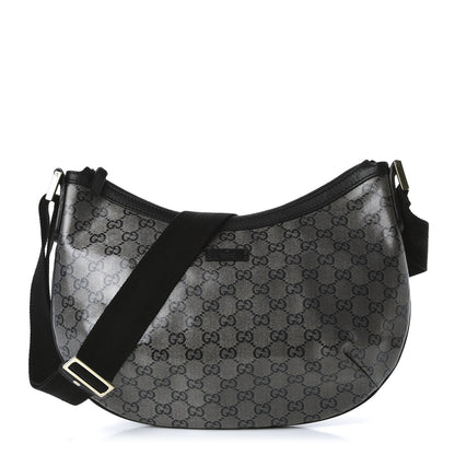 Gucci Crystal Monogram Medium Half Moon Hobo Black 1 of 10