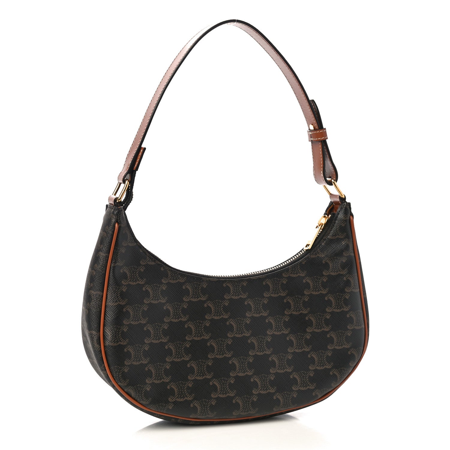 Celine Triomphe Canvas Calfskin Ava Shoulder Bag Tan 3 of 11