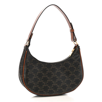 Celine Triomphe Canvas Calfskin Ava Shoulder Bag Tan 3 of 11