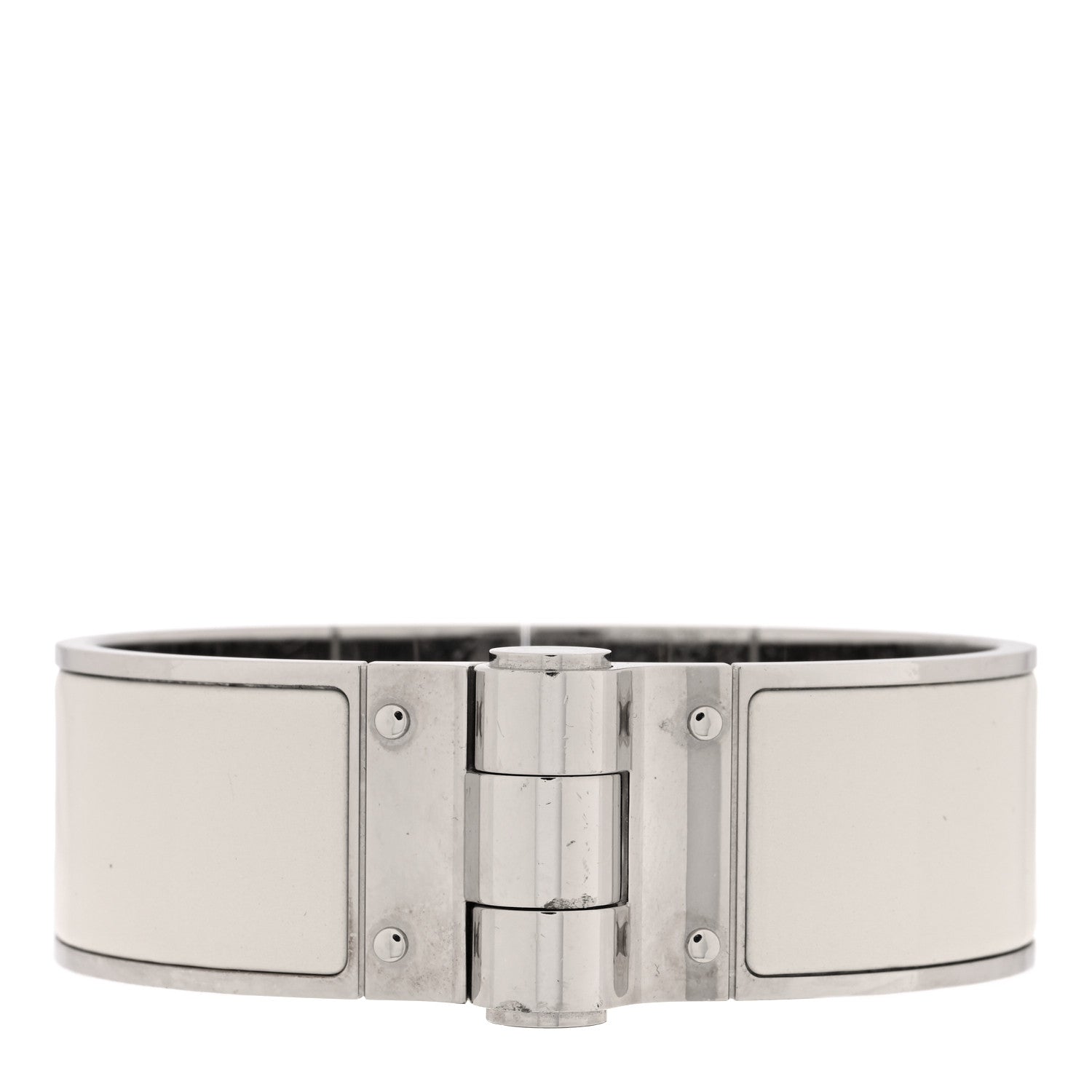 Hermes Enamel Charniere Uni Wide Hinged Bracelet L Pannacotta 1 of 4