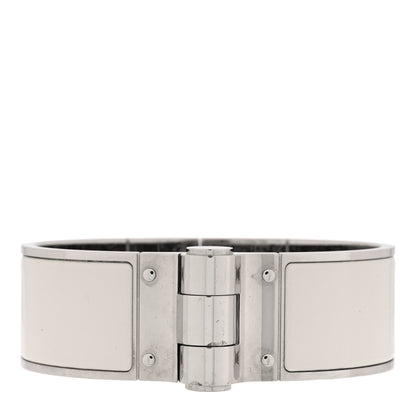 Hermes Enamel Charniere Uni Wide Hinged Bracelet L Pannacotta 1 of 4