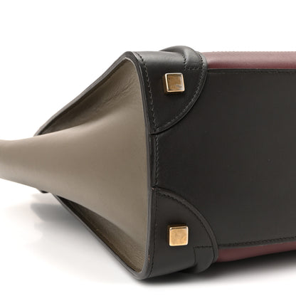 Celine Smooth Calfskin Nubuck Micro Tri-Color Luggage Burgundy 8 of 9