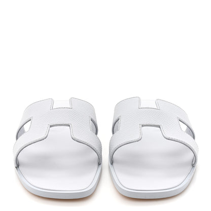 Hermes Epsom Oran Sandals 39.5 Bleu Glacier 3 of 13