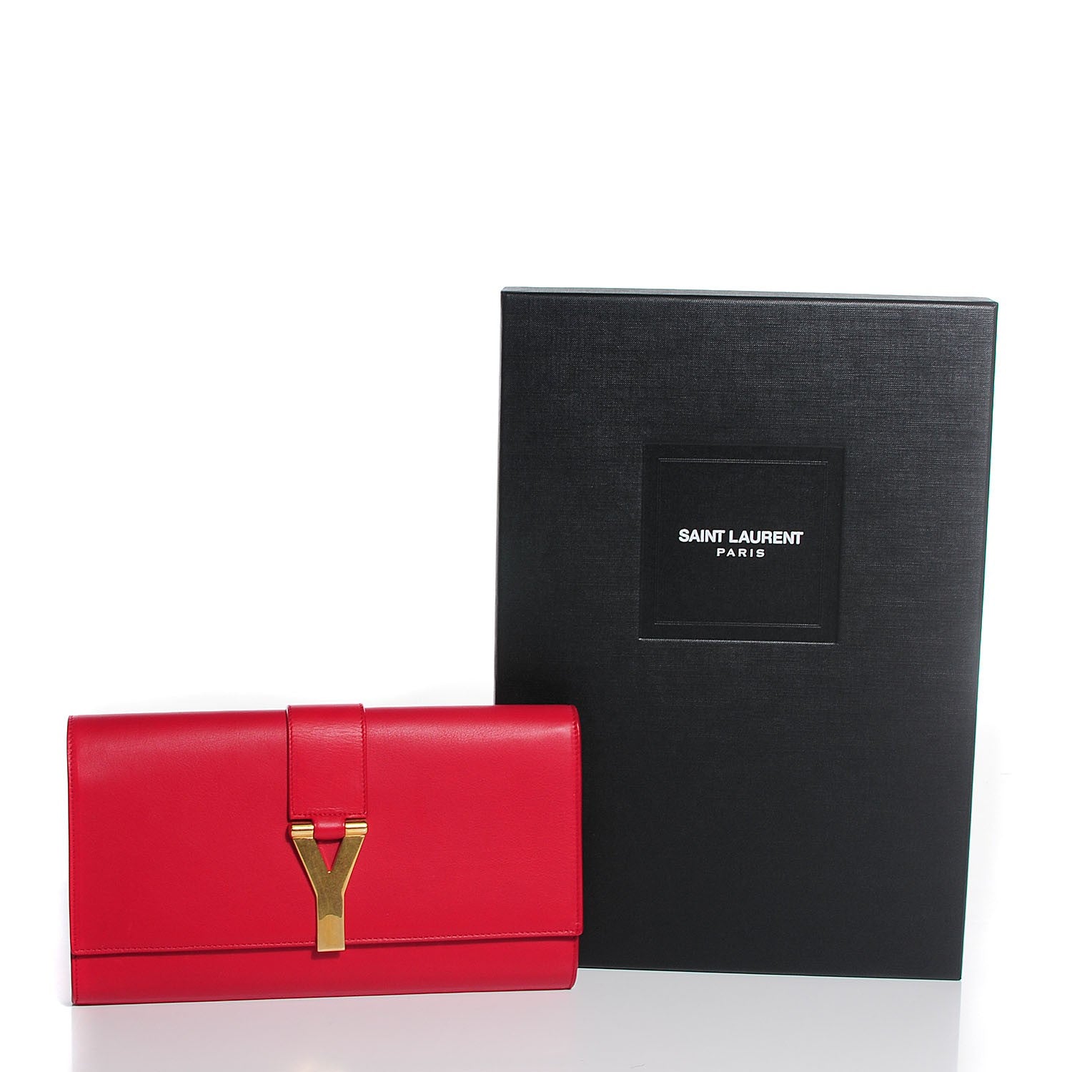 Saint Laurent Calfskin Classic Y Ligne Clutch Red 8 of 8