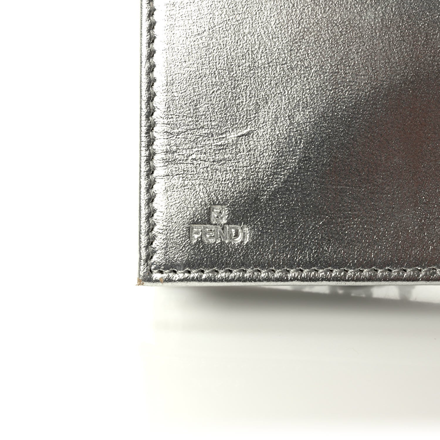Fendi Metallic Calfskin Wallet On Chain Silver 6 of 9