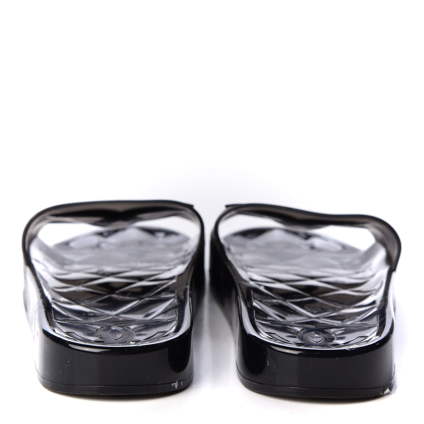 PVC Transparent CC Flat Slide Sandals 40 Black