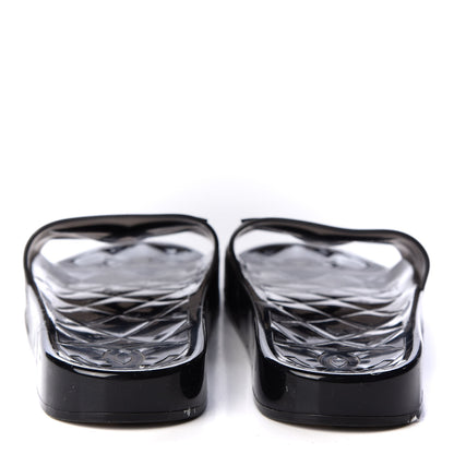 Chanel PVC Transparent CC Flat Slide Sandals 40 Black 6 of 8