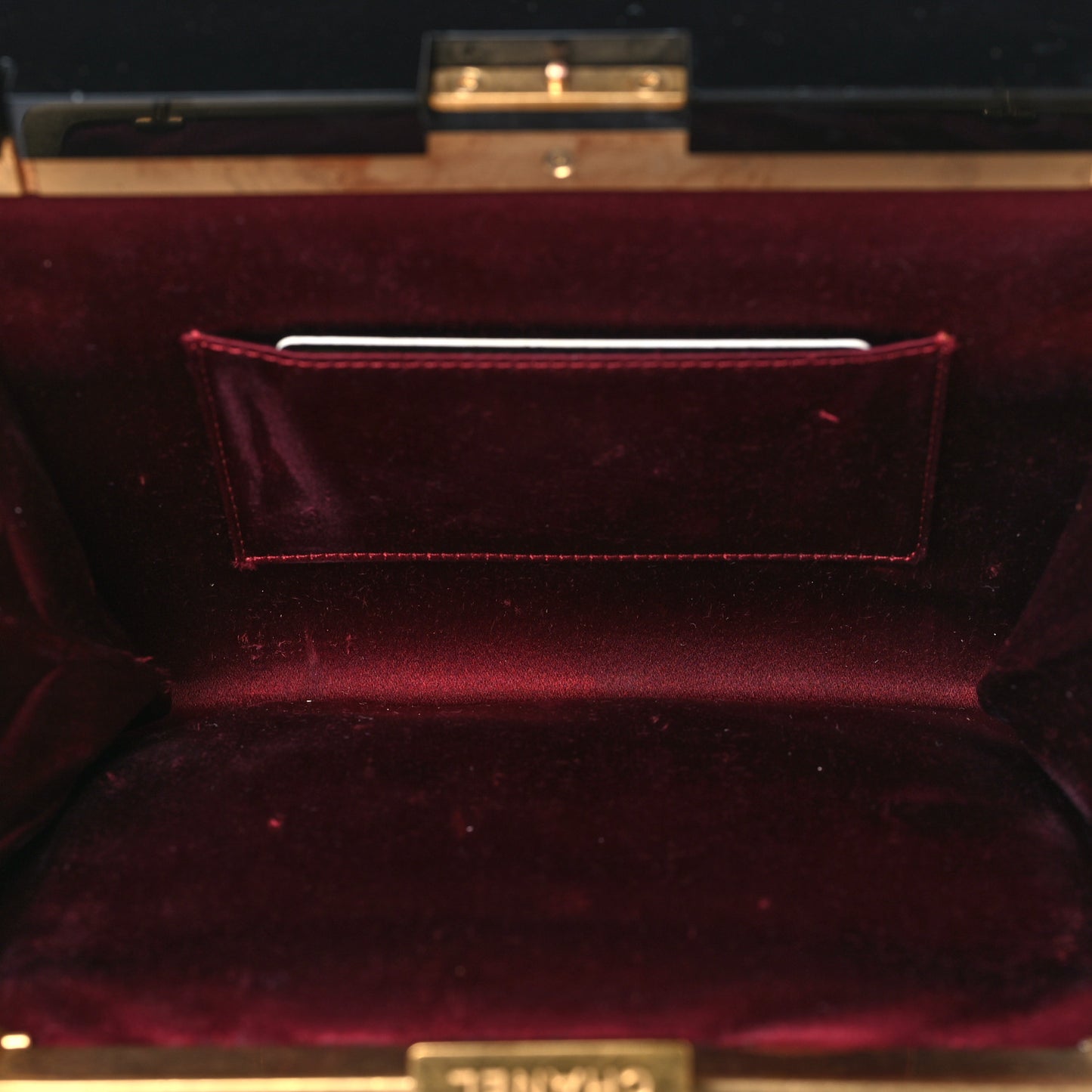 Plexiglass Lambskin Framed Flap Bag Clutch Black