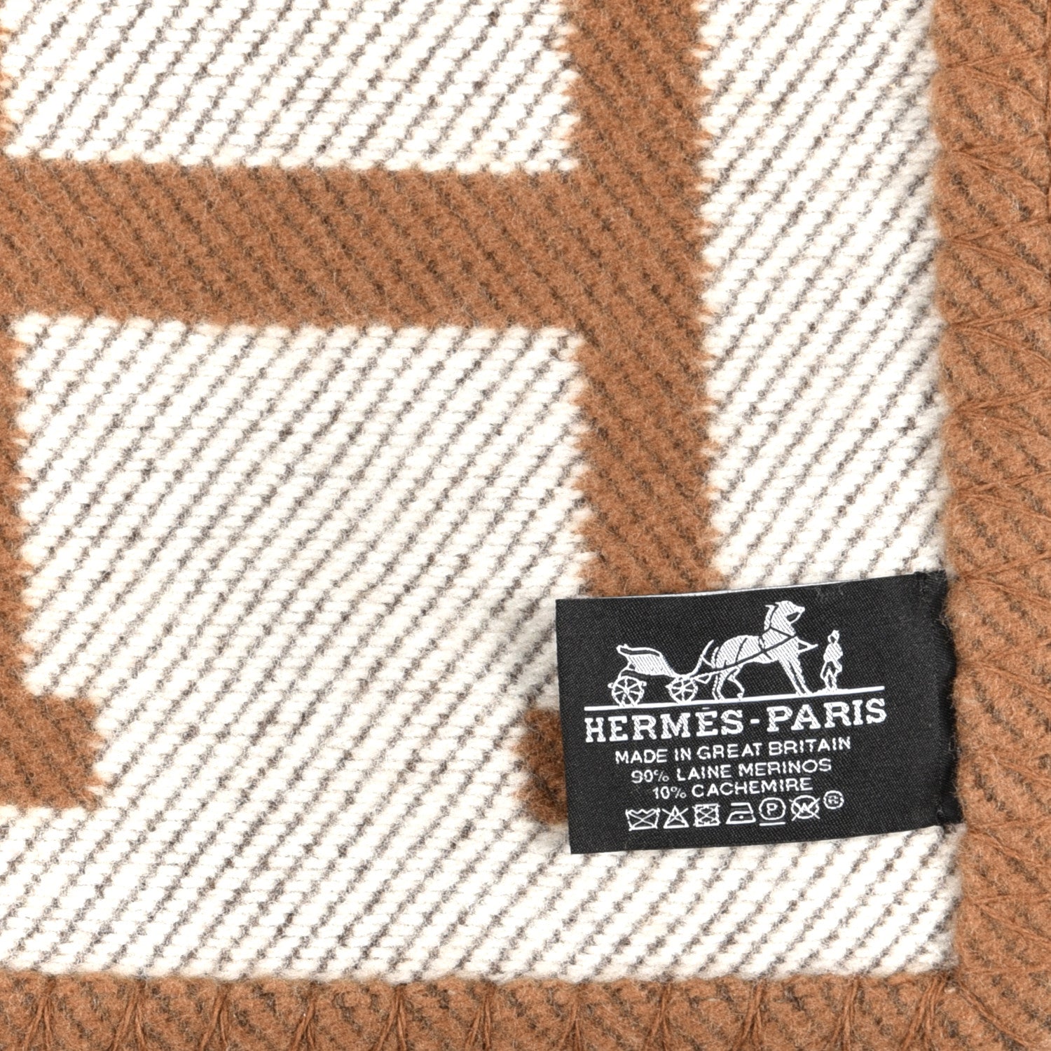 Hermes Wool Cashmere Avalon Blanket Ecru Camel 3 of 3